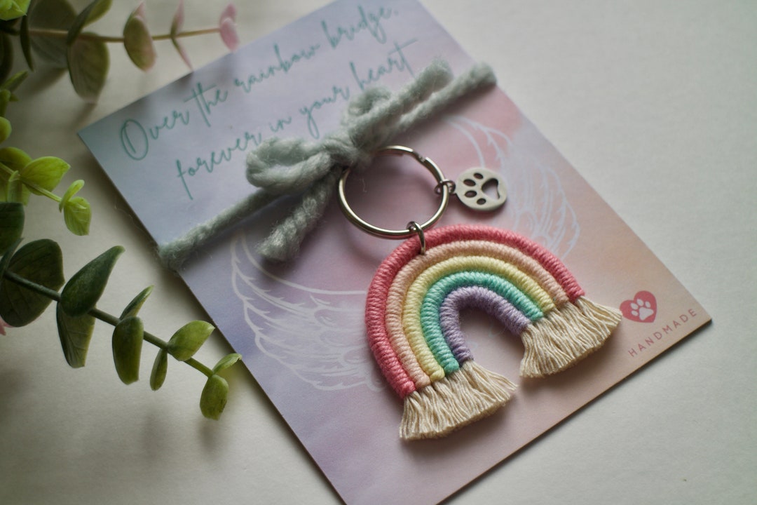 Pet Loss Rainbow Keychain, Dog Cat Bereavement Gift, Rainbow Bridge Pet ...