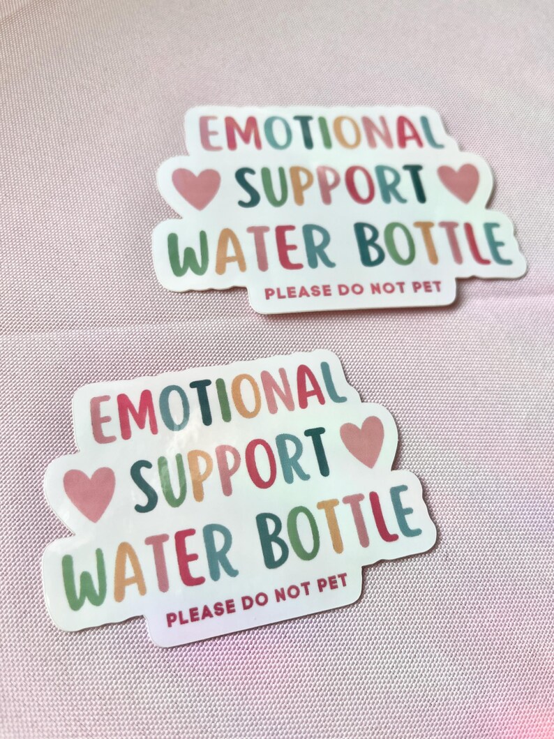 Emotional Support Water Bottle Sticker, Please do not pet: Funny Glossy Vinyl Decal image 6