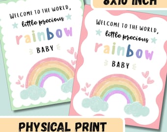 Arte per la cameretta dei bambini arcobaleno: stampa fisica incorniciata