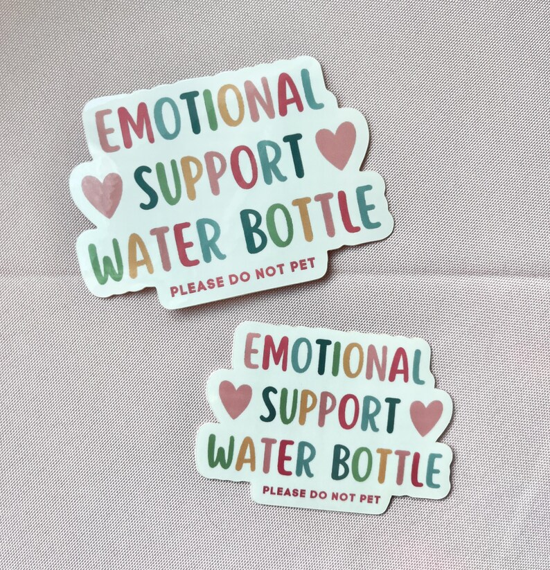 Emotional Support Water Bottle Sticker, Please do not pet: Funny Glossy Vinyl Decal Large