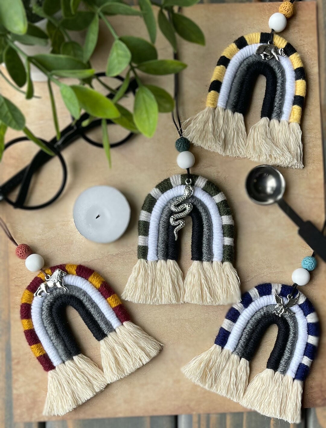 Magical Wizardry Macrame Rainbow, Essential Oil Diffuser Car Charm ...