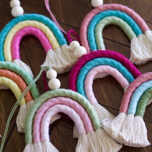 Macrame Rainbow Car Charm: Beaded Rearview Mirror Hanging