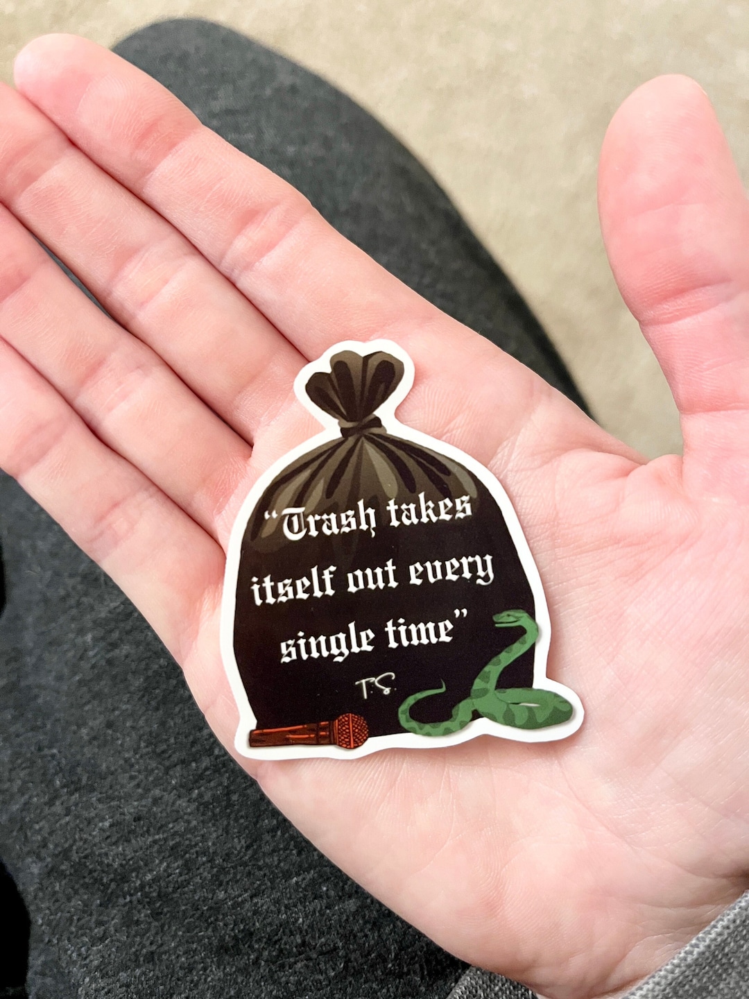 Swiftie Water Bottle Sticker, Reputation, Glossy Finish, Quote, Trash ...