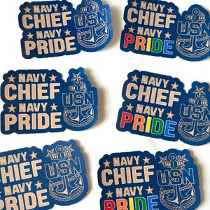 Navy Chief Navy Pride Sticker, Chiefs Mess, Season Gift, LGBTQ, USN Anchor, Gift for Navy Chief, E-7, Petty Officer, CPO, Pinning