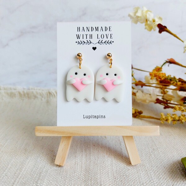 Ghost earrings/valentines clay earrings/cute earrings