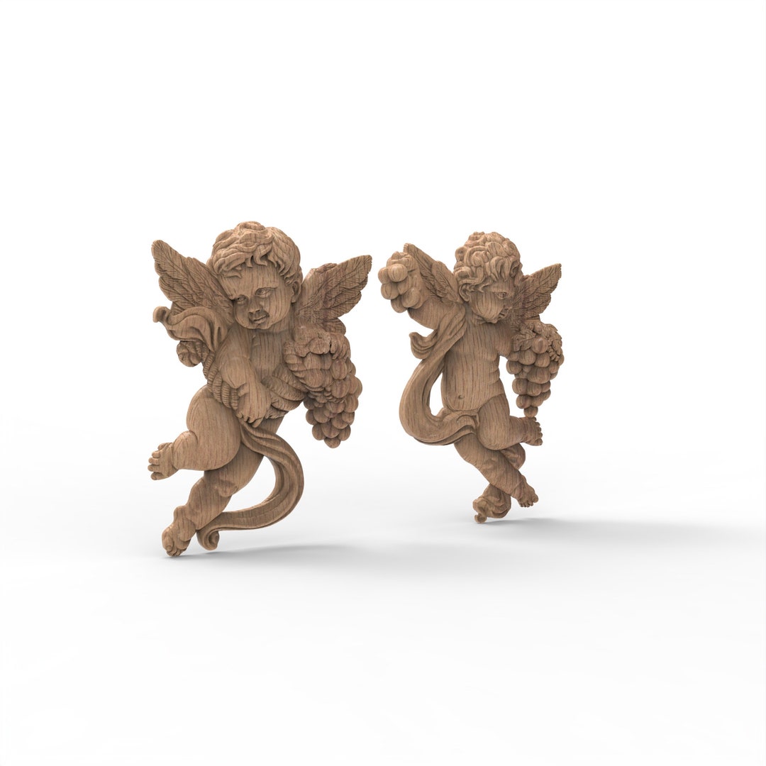 Hand Carved Wooden Angel Hand Carved Cherub Angel Religious Decor