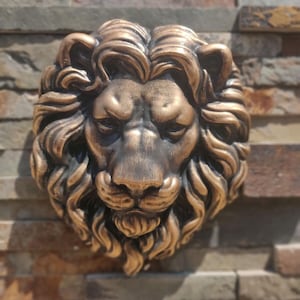 Löwenkopf Skulptur Wandtafel, Kamin Corbel Schwarz und Gold Wand Brunnen Ornament DIY Gartendekoration Formenbau Rechts Free Pattern