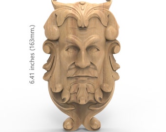 Green Man Wood Carved Gothic Corbel French Victorian Face Wall Fireplace Applique