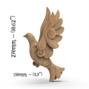 Houtgesneden vogel neoklassieke duif appliqué muur vintage decoratief ornament