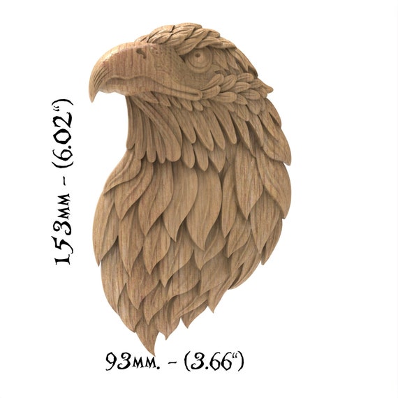 Wood Carved Eagle Heads