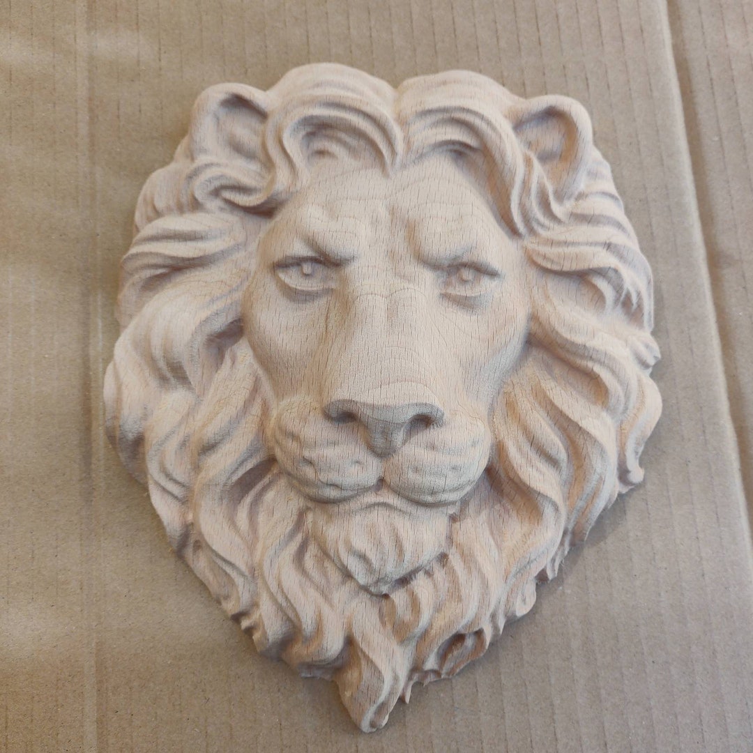 Vintage Lion Head Wood Carved Furniture Applique Sculpture Ornament Etsy