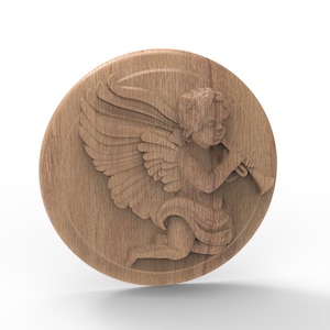 Handcrafted Wooden Cherub Angel Wall Plaque - Centerpiece Decor for Religious Spaces - Gift for Wood Crafting Enthusiasts