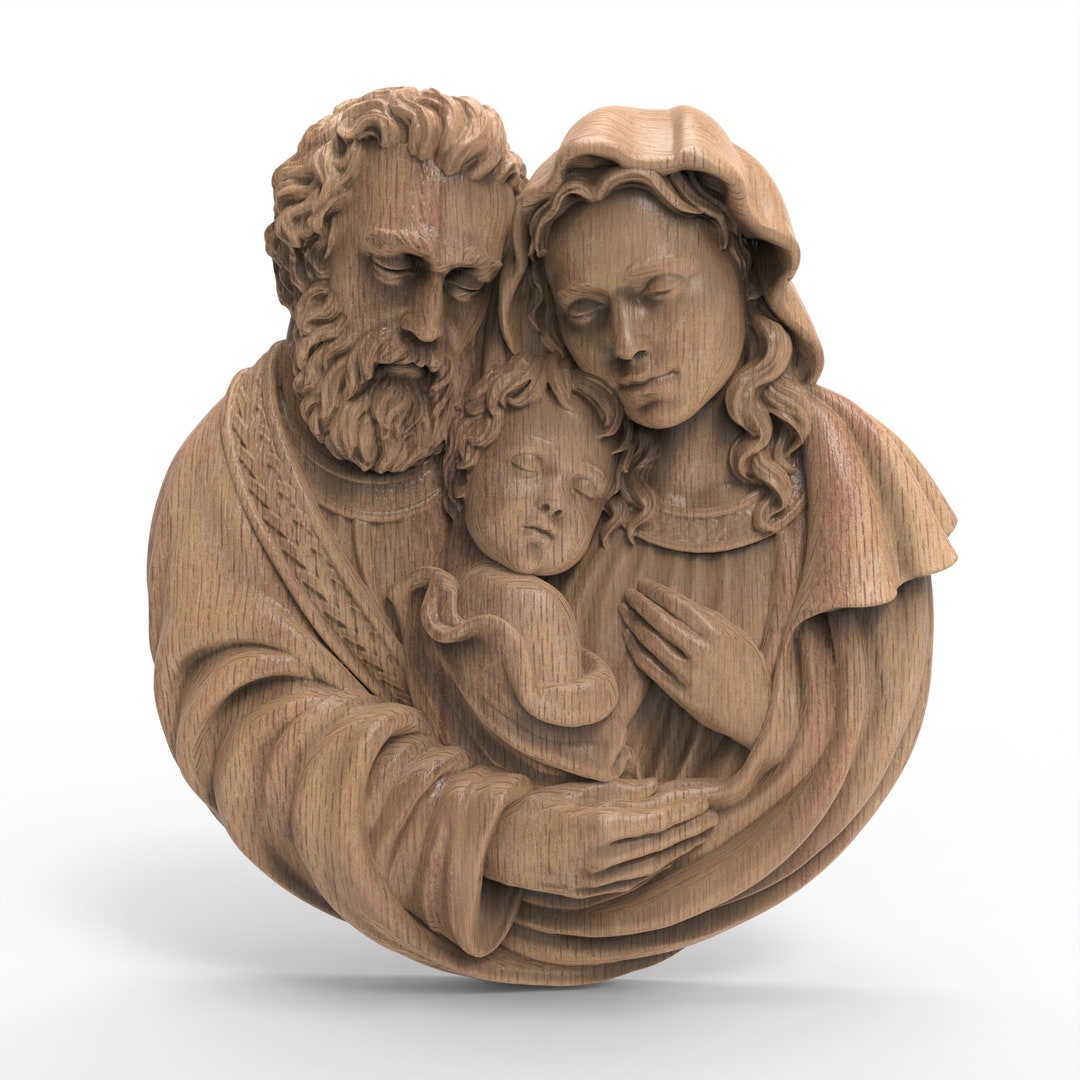 Wood Carved Holy Family Jesus Mary Joseph Wall Hanging Religious
