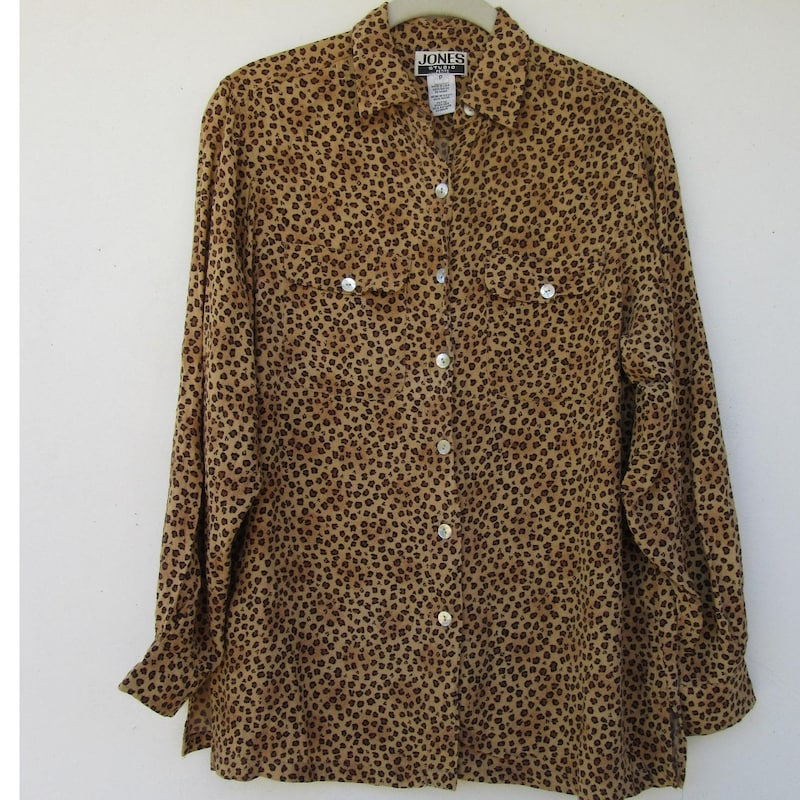 Long Sleeve Leopard Print Stitching Top main image 1