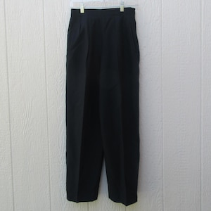 90&#39;s Navy Blue Pleated High Waist Trousers | High Rise Pants | Wool Pants | Officecore Wool Trousers | Size 6P Petite Wool Pants