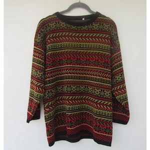 90s Striped Long Sleeve Crew Neck Knit Sweater | Knit Sweater | Striped Jumper | Crewneck Sweater | Medium Knit Sweater