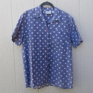 80&#39;s Polka Dot Short Sleeve Top | Button Front Shirt | Polka Dot Blouse | 100% Cotton Top | 80&#39;s Polka Dot Shirt | Small Polka Dot Top