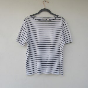 90&#39;s Black & White Striped Short Sleeve Tee | Striped Tee Shirt | Crewneck Top | Short Sleeve Tee | Pullover Tee