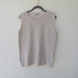 90&#39;s Ditty Floral Print Cotton Tank Top | Sleeveless Tee Shirt | Cottagecore Floral Cotton Singlet | Medium