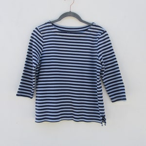 90s Striped Long Sleeve Tee: Nautical Cotton Shirt - Petite Small