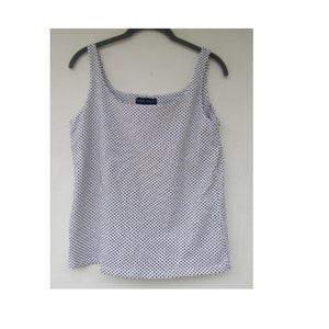 90s Polka Dot Tank Top: White Cotton Blend Shell - Medium