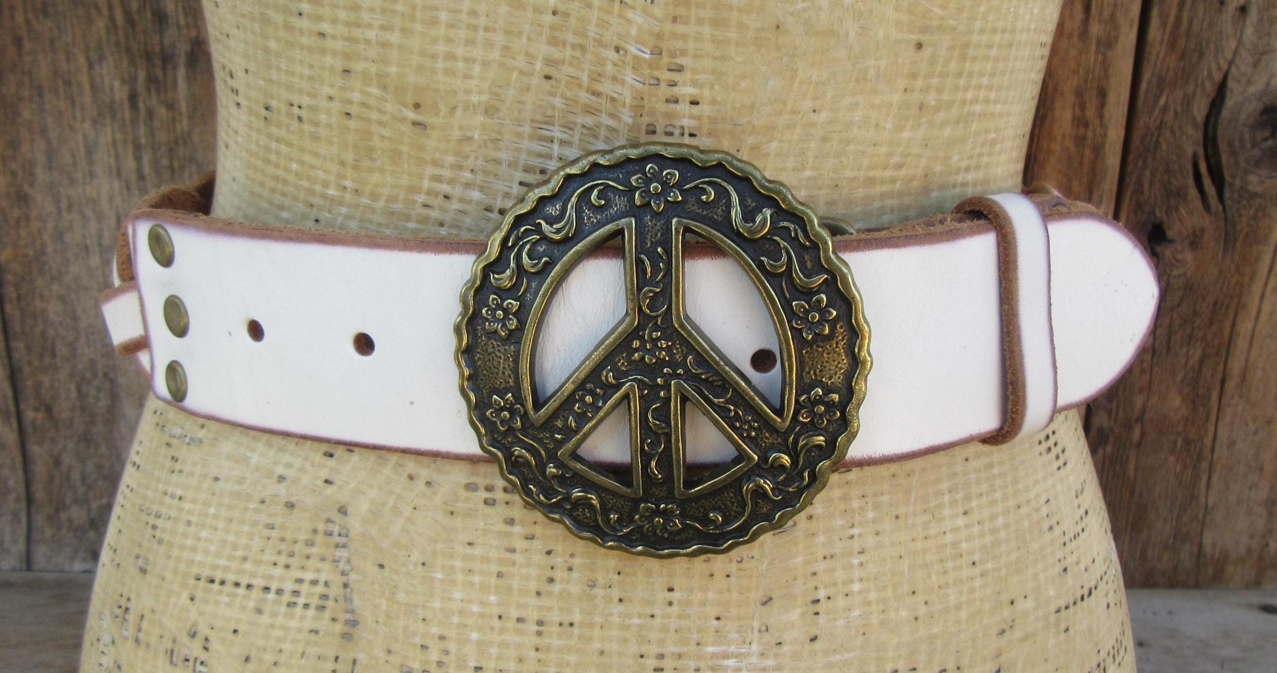 Y2K Lucky Brand White Leather Braided Belt: Brass Tone  display picture 2