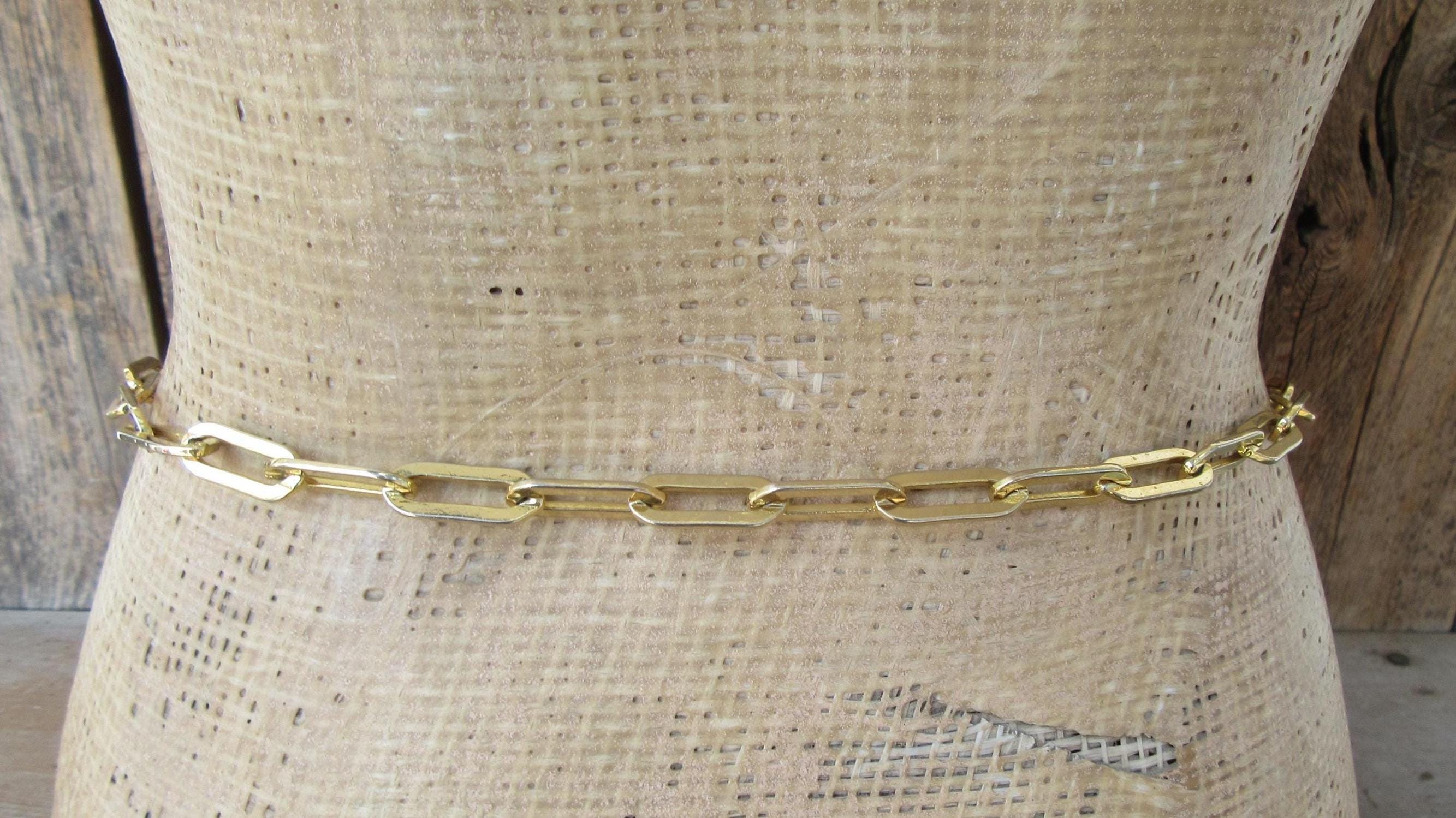 Vintage 90s Gold Tone Chain Belt: Metal Link, 40 Inch - Etsy 