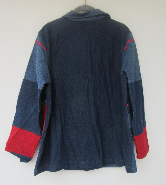 Vintage 90s Denim Patchwork Jacket: Embroidered I… - image 4