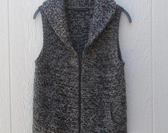 90&#39;s Wool/Yak Zip Up Sweater Vest | Knit Vest | Heathered Sweater | Sleeveless Sweater | Jumper Vest | XS Sweater Vest