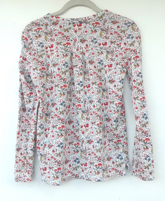 90s Floral Print Long Sleeve Henley Tee  | Henley… - image 3