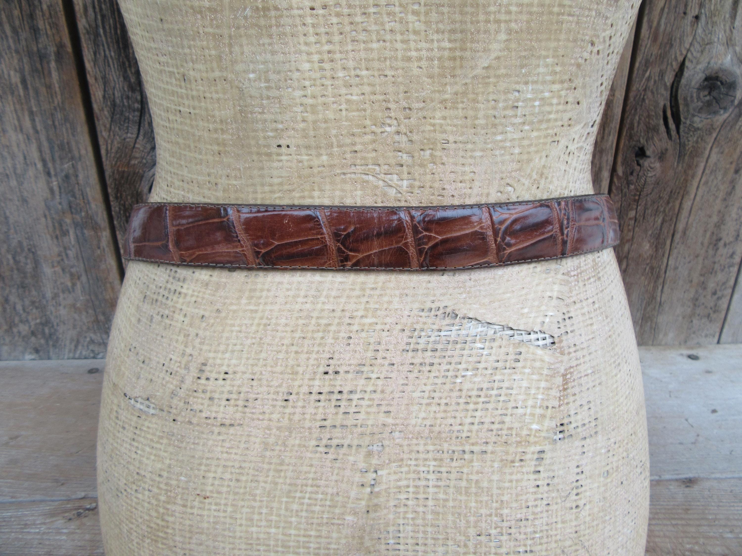 VTG Brighton Belt Sml Brown Leather Croc Embossed Noah\'s Ark Western 90s Cowgirl VTG Sz M Brighton Museum Collection 36303 Brown Croc Leather  main image 4