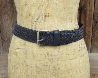 Vintage 1990s Womens 100% Leather Navy Blue Braided Rope  display picture 1