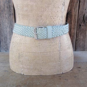 90s Light Blue Braided Leather Belt | Stephane Kelian | Braided Belt