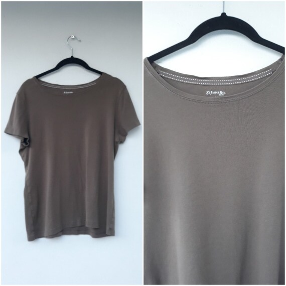 90s Brown Cap Sleeves Stretch Tee St 