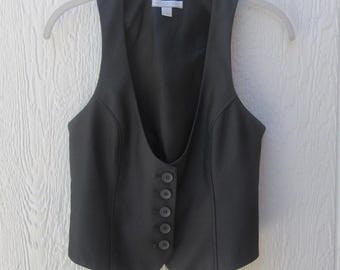90s Gray Button Front Vest: Buckle Back, New York & Company