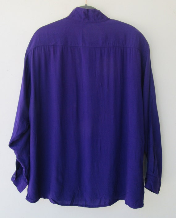 80's Purple Rayon Long Sleeve Top | Long Sleeve T… - image 4