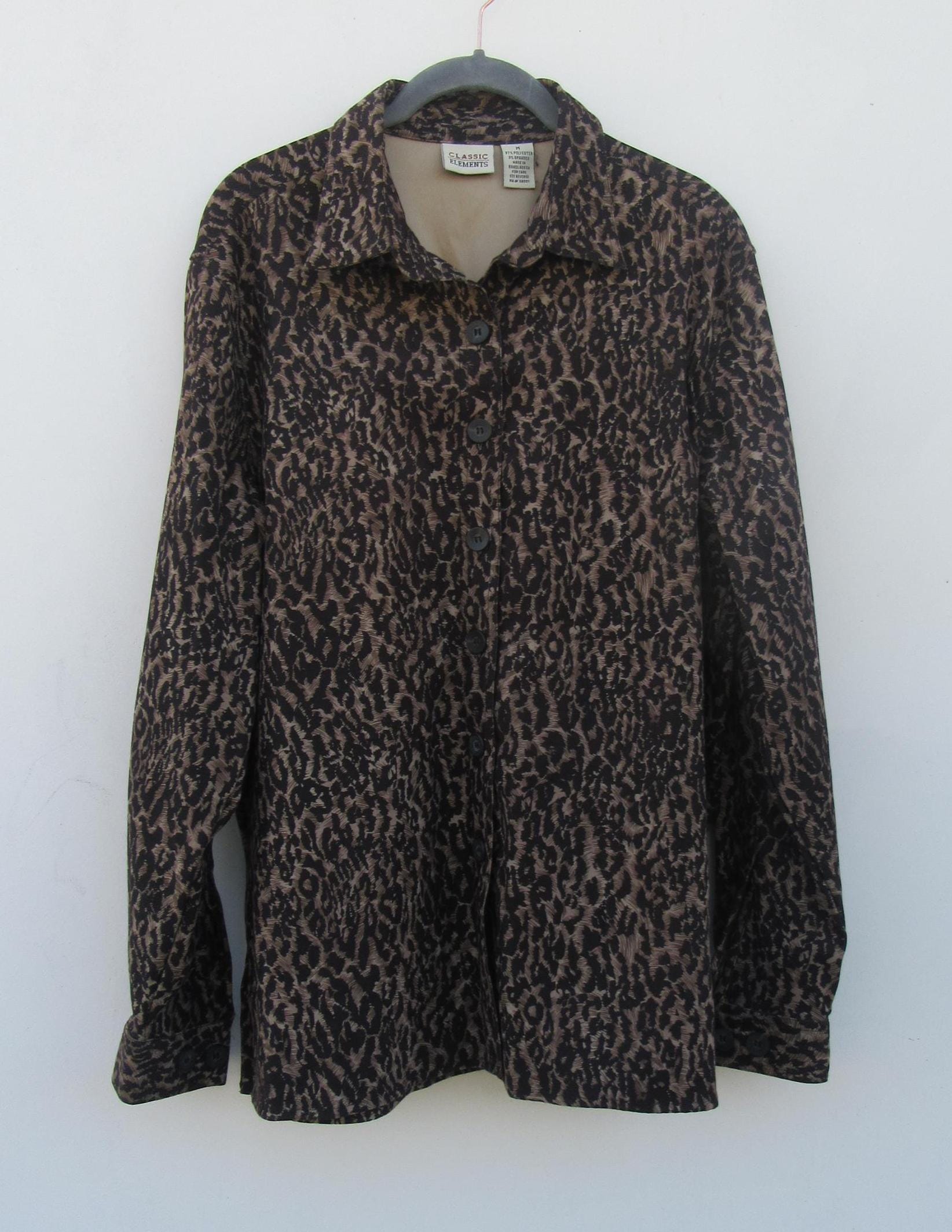 トップス 90s vintage archive leopard long shirt 90s Leopard Print Long Sleeve Top - Spandex Blend Medium - Etsy Israel