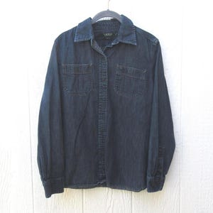 Camicia in denim Ralph Lauren anni &#39;90 / Top in denim / Camicetta in denim / Camicia in denim di cotone / Camicia in denim Petite
