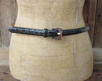 Vintage Black Croc/reptile Embossed Patent Leather Metal  display picture 3