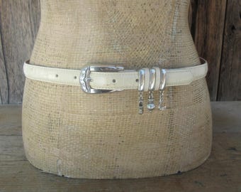 90er Jahre Krokoprägung Leder Gürtel: Golf Charms, Brighton ML