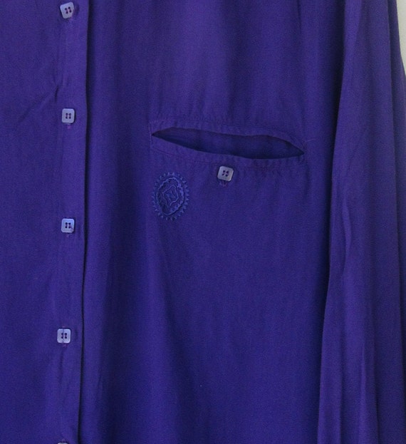 80's Purple Rayon Long Sleeve Top | Long Sleeve T… - image 3