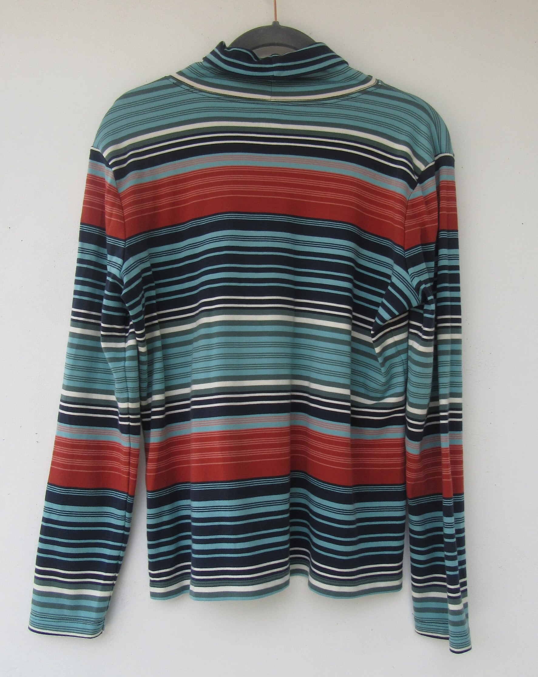トップス 90's LLBean stripe henry neck l/s tshirt 90's L.L. Bean Striped Long Sleeve Turtleneck Tee | Rollneck