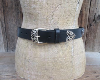 Vintage BRIGHTON Leather Silver Heart Belt - Etsy display picture 3