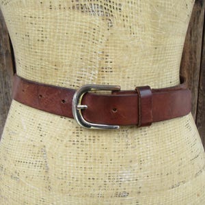 Vintage 1990s Taupe Boho Southwestern Big Buckle Leather Statement Belt Vintage 1990s Spiegel Womens Taupe Leather Hip Belt With  main image 4