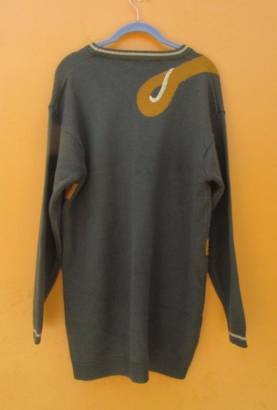 90's Green Pullover Geometric Pattern  Sweater | … - image 3