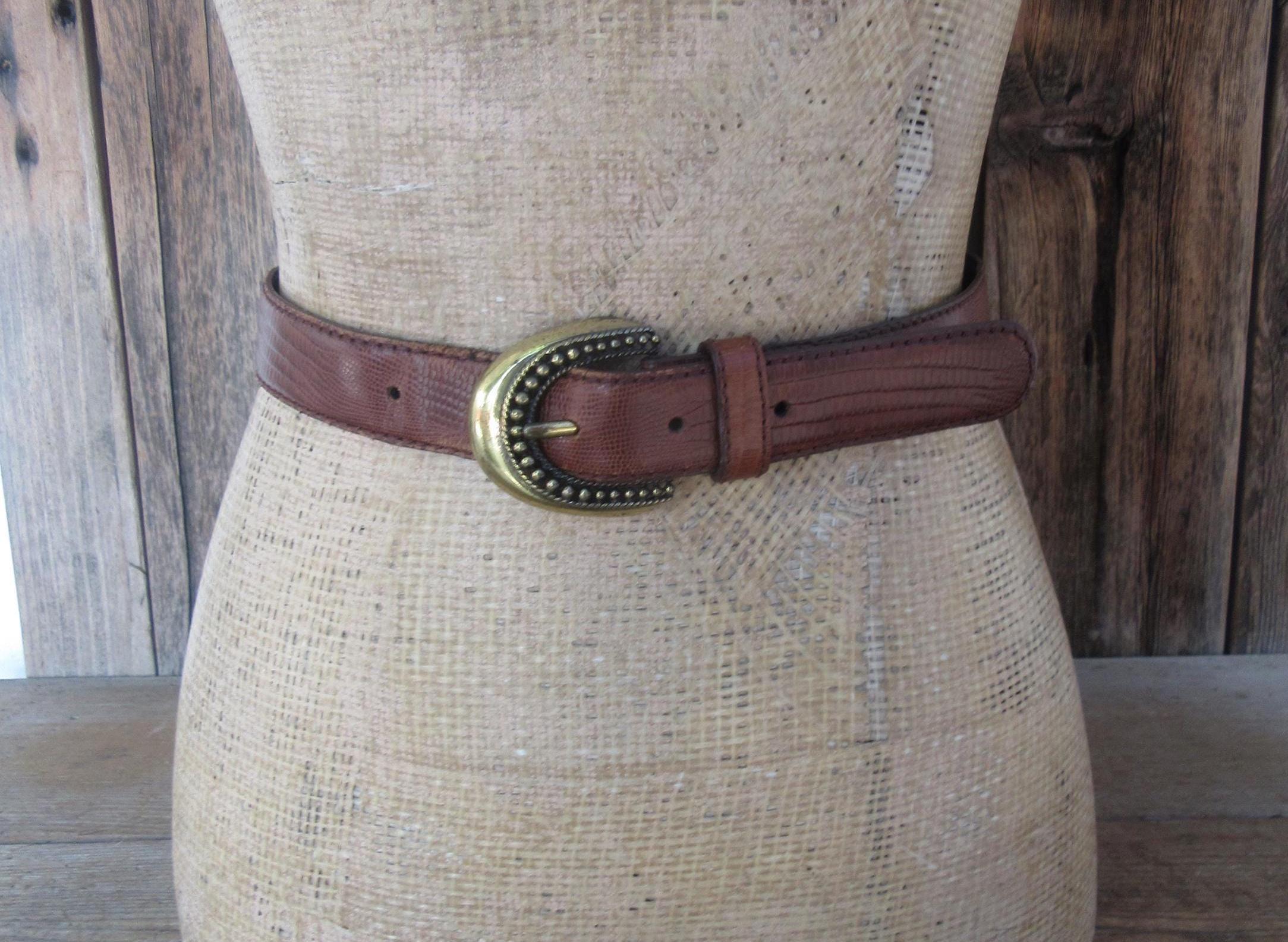 Vintage Liz Claiborne Hot Pink Red Lizard Embossed Leather Belt 90s Y2K Liz Claiborne Women main image 4