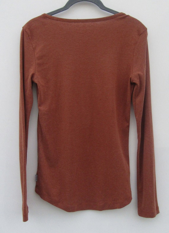 90's Rust Long Sleeve Four Button Henley Tee | 90… - image 3