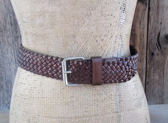 90s Copper Braided Leather Belt - Stephane Kelian - Fits 28