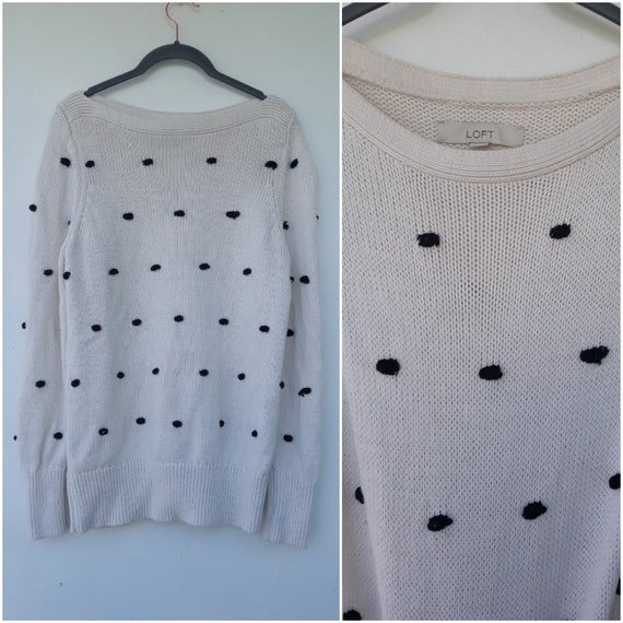 Polka Dot Pullover Knit Sweater LOFT 