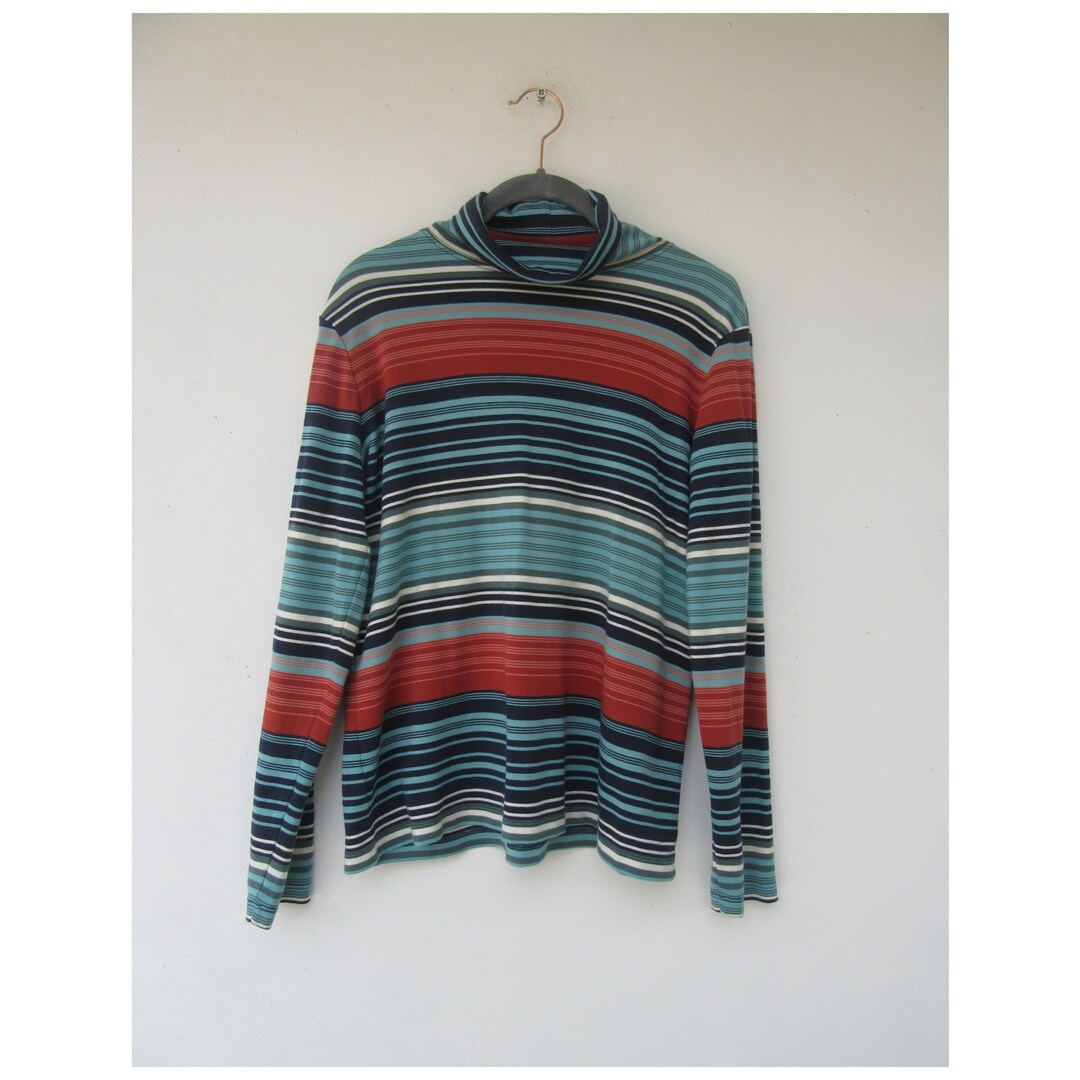 トップス 90's LLBean stripe henry neck l/s tshirt Men's Bean's Vintage Soft Knit Henley, Stripe